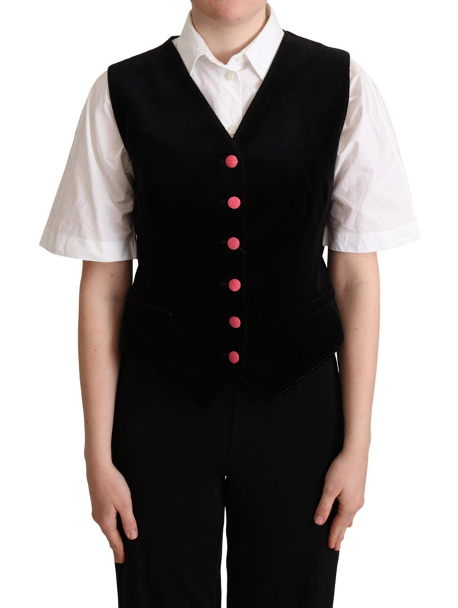 Dolce & Gabbana Black Velvet Sleeveless Waistcoat Vest - Ellie Belle