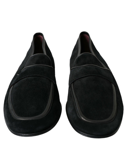 Dolce & Gabbana Black Velvet Slip On Loafers Dress Shoes - Ellie Belle