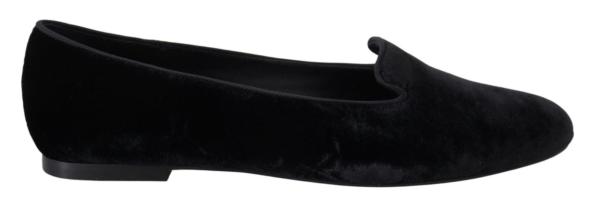 Dolce & Gabbana Black Velvet Slip Ons Loafers Flats Shoes - Ellie Belle