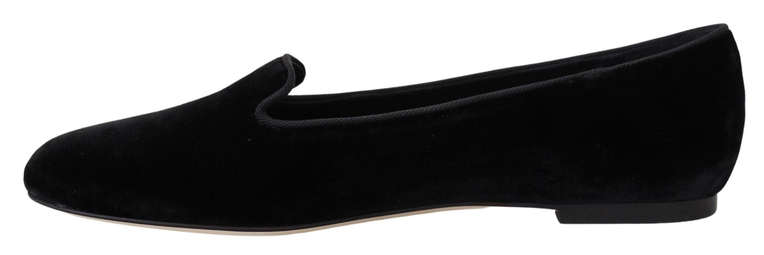 Dolce & Gabbana Black Velvet Slip Ons Loafers Flats Shoes - Ellie Belle