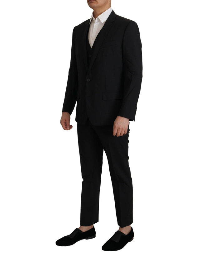 Dolce & Gabbana Black Virgin Wool Formal 3 Pc MARTINI Suit - Ellie Belle