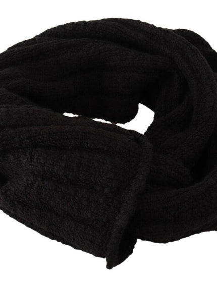 Dolce & Gabbana Black Virgin Wool Knitted Unisex Warmer Shawl Scarf - Ellie Belle