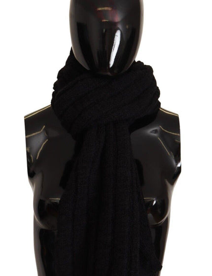 Dolce & Gabbana Black Virgin Wool Knitted Unisex Warmer Shawl Scarf - Ellie Belle