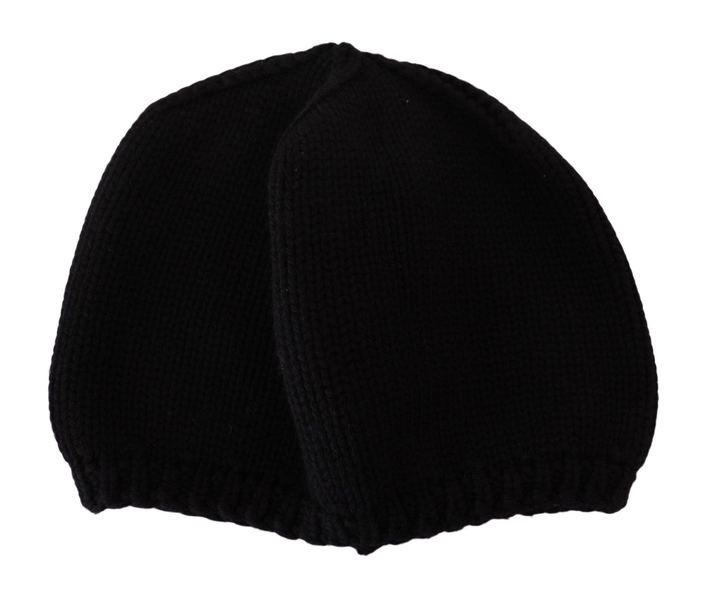 Dolce & Gabbana Black Virgin Wool Knitted Women Winter Beanie Hat - Ellie Belle