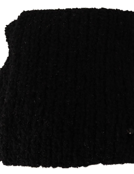 Dolce & Gabbana Black Virgin Wool Knitted Wrap Shawl Scarf - Ellie Belle