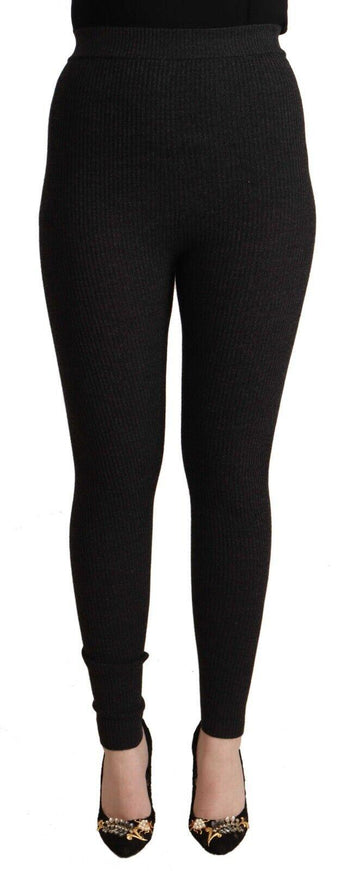 Dolce & Gabbana Black Virgin Wool Stretch Waist Tights Pants - Ellie Belle