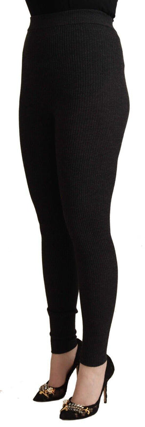 Dolce & Gabbana Black Virgin Wool Stretch Waist Tights Pants - Ellie Belle