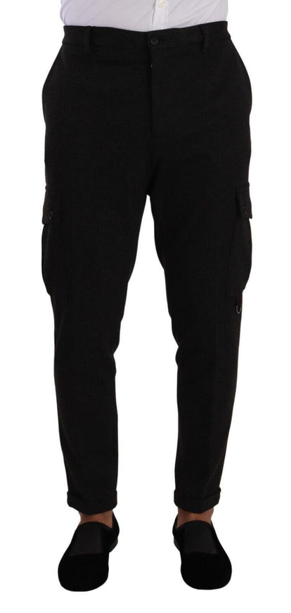 Dolce & Gabbana Black Viscose Cargo Skinny Men Trouser Pants - Ellie Belle