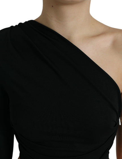 Dolce & Gabbana Black Viscose One Shoulder Cropped Blouse Top - Ellie Belle