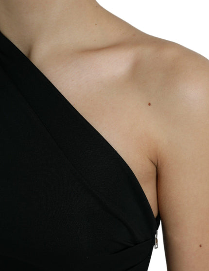 Dolce & Gabbana Black Viscose One Shoulder Cropped Blouse Top - Ellie Belle