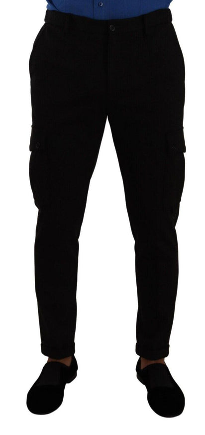 Dolce & Gabbana Black Viscose Skinny Cargo Trouser Pants - Ellie Belle