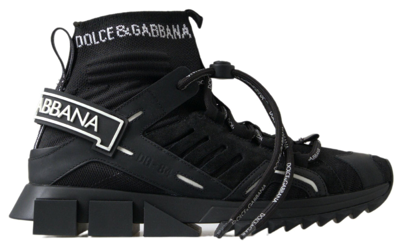 Dolce & Gabbana Black Viscose Sorrento Mid Top Sneakers Shoes - Ellie Belle