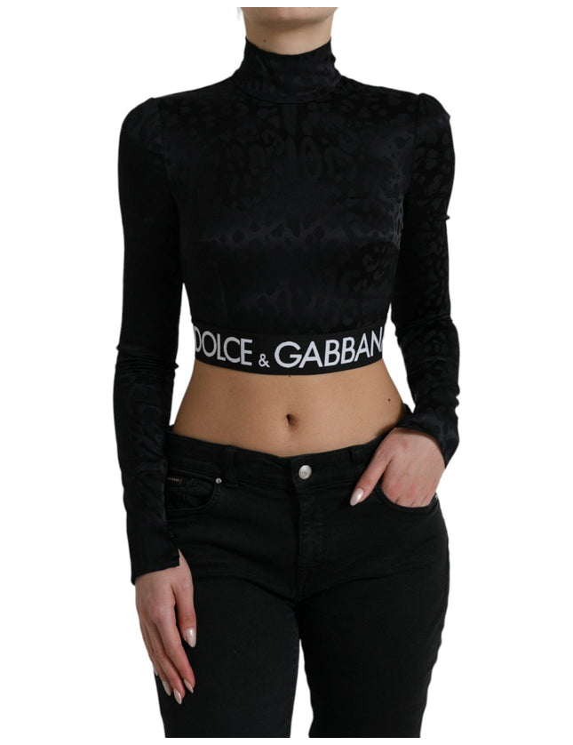 Dolce & Gabbana Black Viscose Stretch Long Sleeves Cropped Top - Ellie Belle