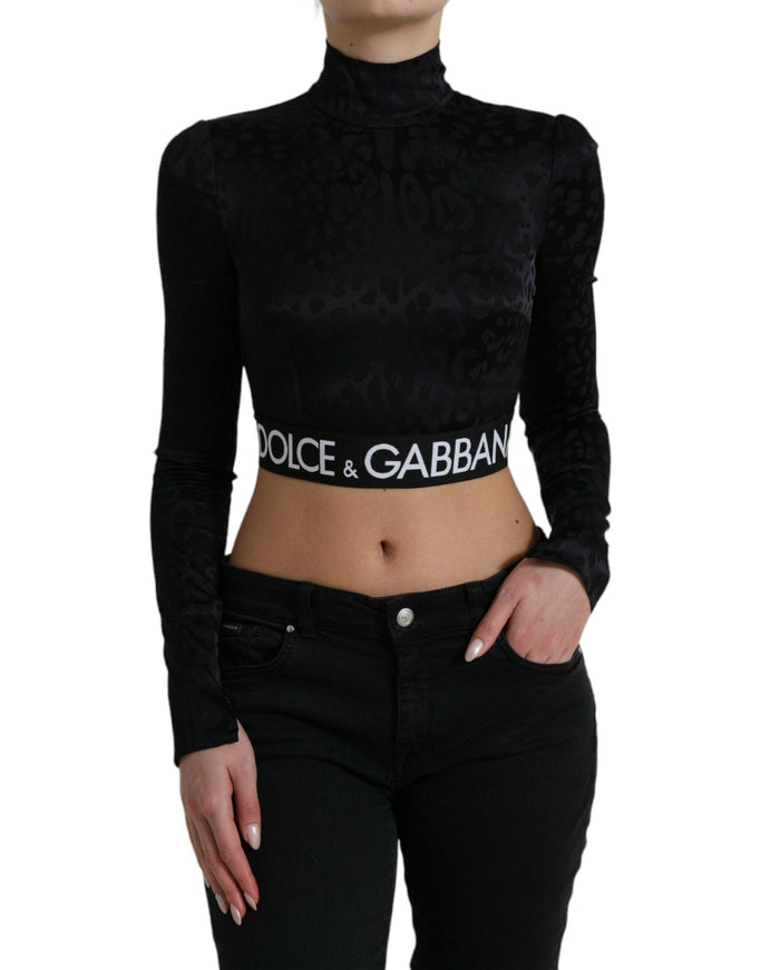 Dolce & Gabbana Black Viscose Stretch Long Sleeves Cropped Top - Ellie Belle