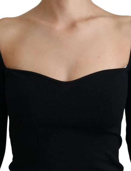 Dolce & Gabbana Black Viscose Sweetheart Neck Pullover Sweater - Ellie Belle