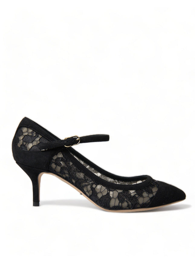 Dolce & Gabbana Black Viscose Taormina Lace Pumps Shoes - Ellie Belle