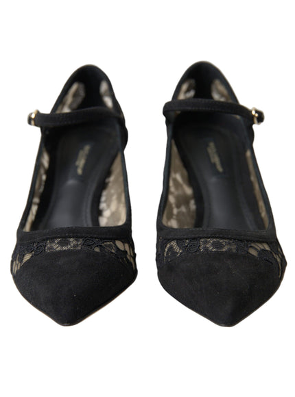 Dolce & Gabbana Black Viscose Taormina Lace Pumps Shoes - Ellie Belle