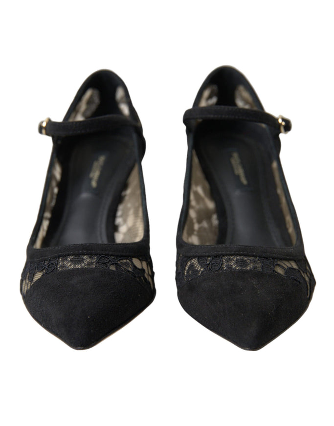 Dolce & Gabbana Black Viscose Taormina Lace Pumps Shoes - Ellie Belle