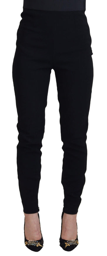 Dolce & Gabbana Black Viscose Tapered Slim Fit Pants - Ellie Belle