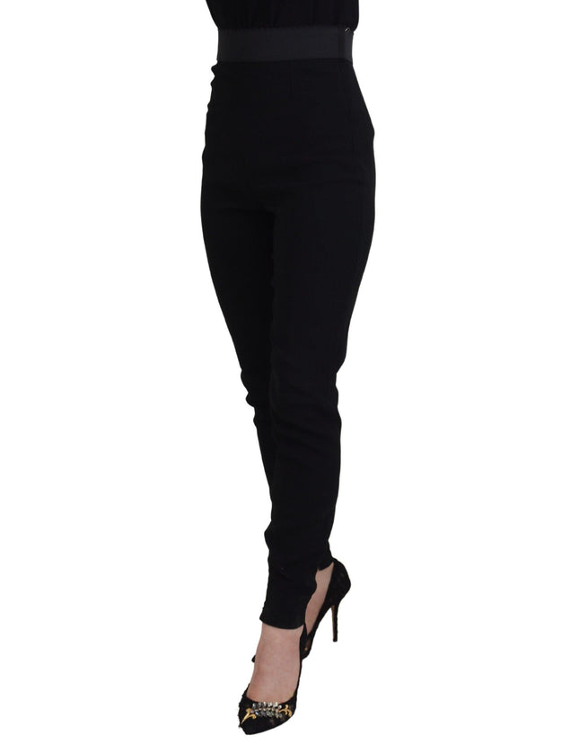 Dolce & Gabbana Black Viscose Tapered Slim Fit Pants - Ellie Belle