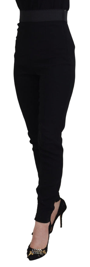 Dolce & Gabbana Black Viscose Tapered Slim Fit Pants - Ellie Belle