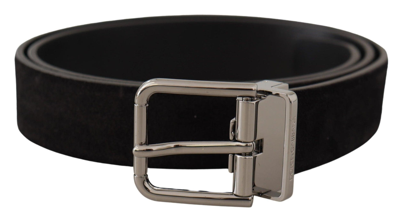 Dolce & Gabbana Black Vitello Leather Silver Tone Logo Belt - Ellie Belle