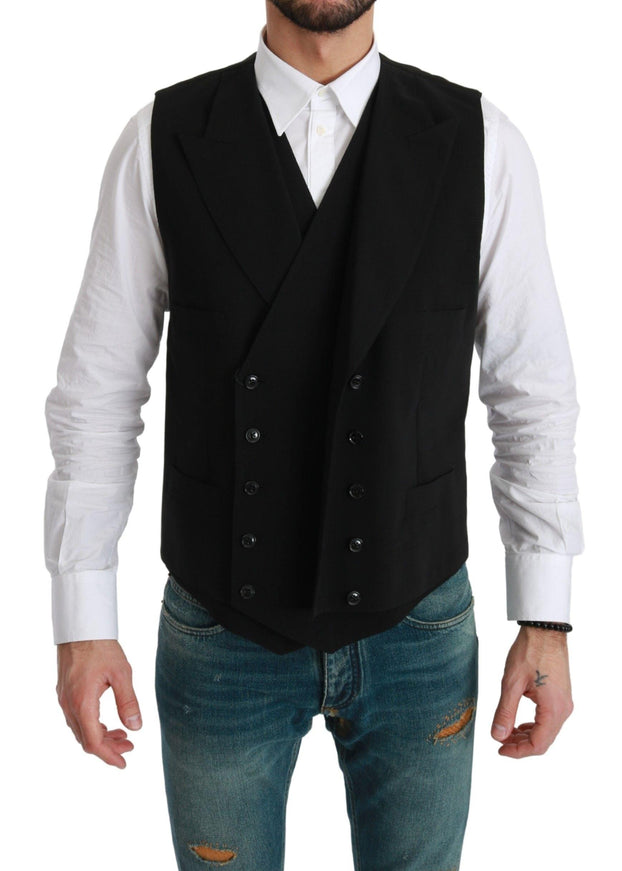 Dolce & Gabbana Black Waistcoat Formal Double Breasted Vest - Ellie Belle