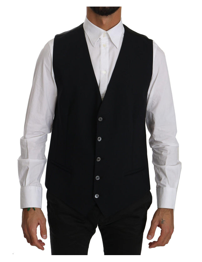Dolce & Gabbana Black Waistcoat Formal Gilet Cotton Vest - Ellie Belle