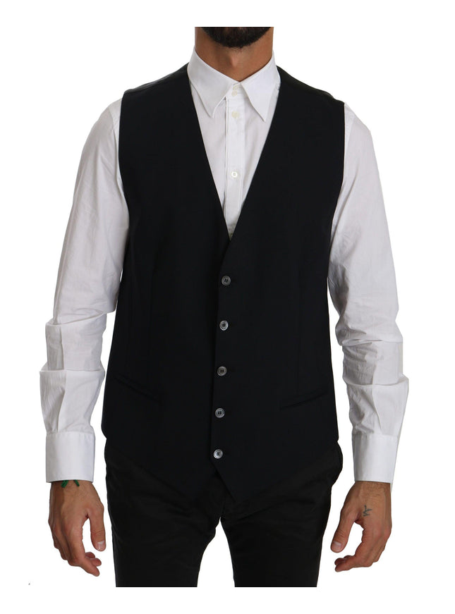 Dolce & Gabbana Black Waistcoat Formal Gilet Cotton Vest - Ellie Belle
