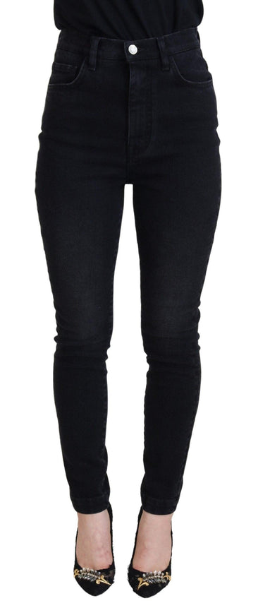 Dolce & Gabbana Black Washed Cotton High Waist Denim Jeans - Ellie Belle