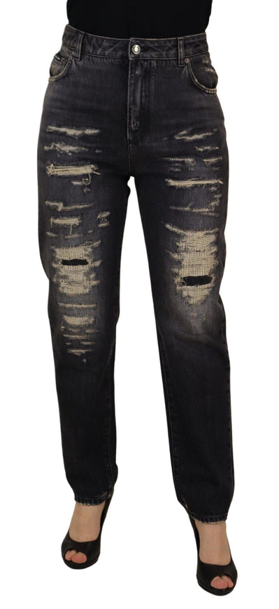 Dolce & Gabbana Black Washed Tattered High Waist Denim Jeans - Ellie Belle