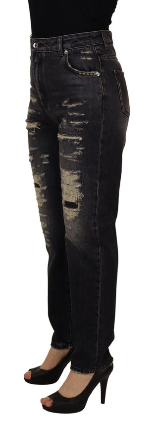 Dolce & Gabbana Black Washed Tattered High Waist Denim Jeans - Ellie Belle