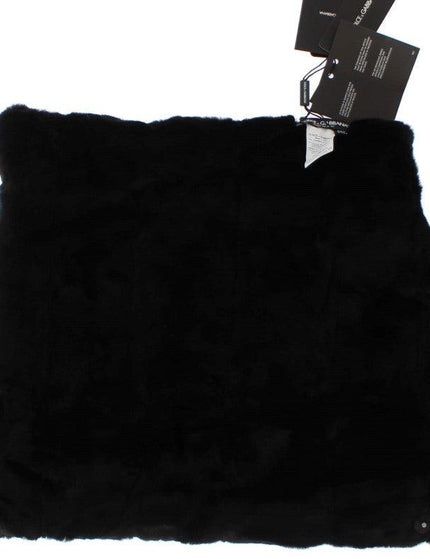 Dolce & Gabbana Black Weasel Fur Crochet Hood Scarf Hat - Ellie Belle