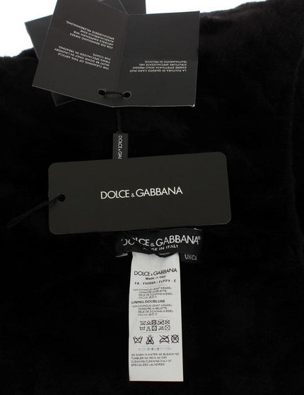 Dolce & Gabbana Black Weasel Fur Crochet Hood Scarf Hat - Ellie Belle