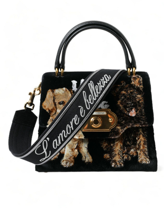 Dolce & Gabbana Black WELCOME I Love My Dog Top Handle Women Bag - Ellie Belle