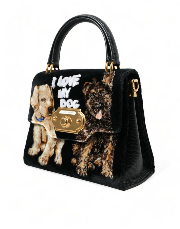 Dolce & Gabbana Black WELCOME I Love My Dog Top Handle Women Bag - Ellie Belle