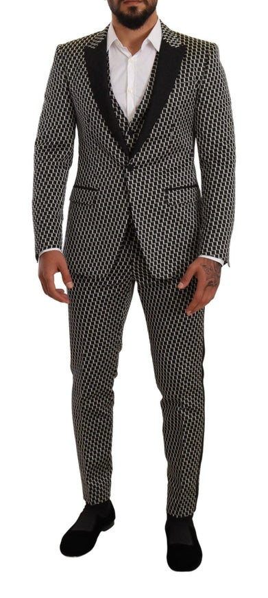 Dolce & Gabbana Black White Check 3 Piece Set MARTINI Suit - Ellie Belle