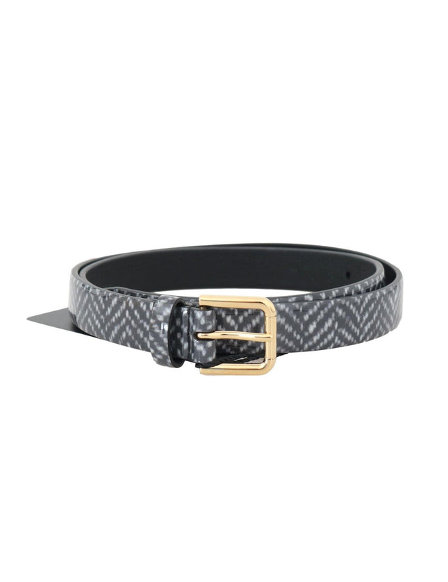 Dolce & Gabbana Black White Chevron Pattern Leather Belt - Ellie Belle