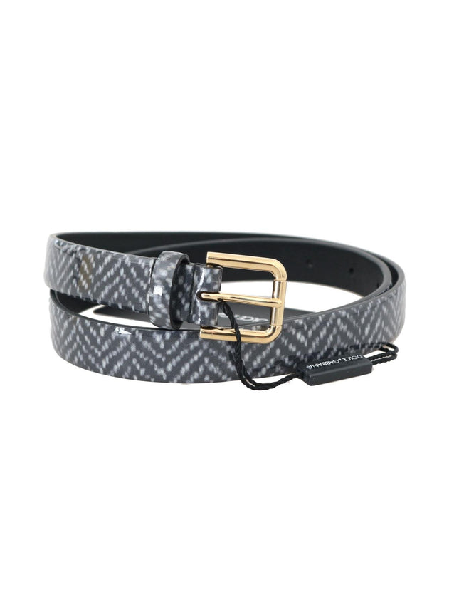 Dolce & Gabbana Black White Chevron Pattern Leather Belt - Ellie Belle