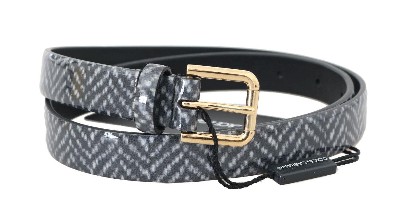 Dolce & Gabbana Black White Chevron Pattern Leather Belt - Ellie Belle