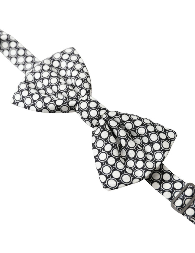 Dolce & Gabbana Black White Circles Adjustable Neck Papillon Men Bow Tie - Ellie Belle