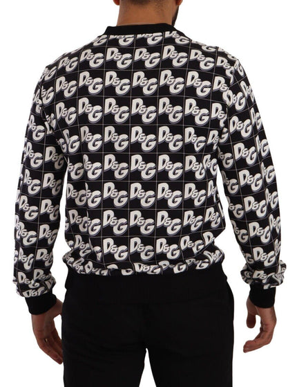 Dolce & Gabbana Black White Cotton DG Mania Logo Pullover Sweater - Ellie Belle