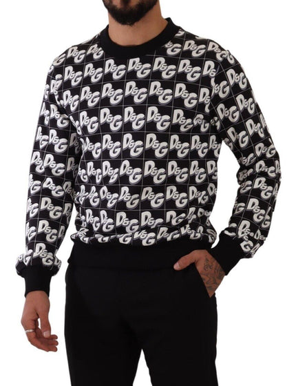 Dolce & Gabbana Black White Cotton DG Mania Logo Pullover Sweater - Ellie Belle