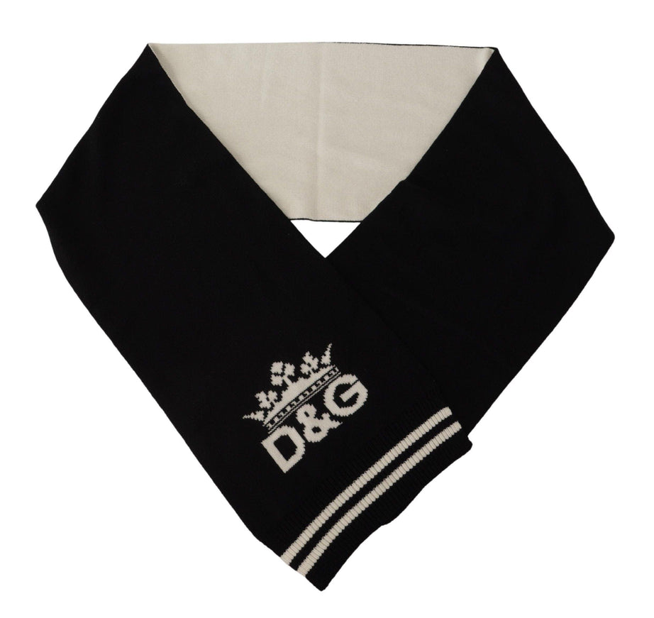 Dolce & Gabbana Black White Cotton DG Printed Cashmere Shawl Scarf - Ellie Belle