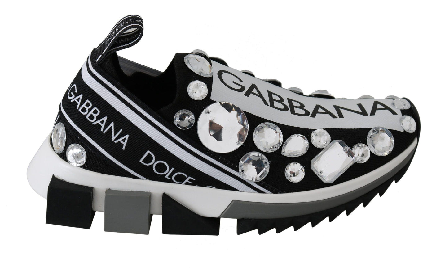 Dolce & Gabbana Black White Crystal Women's Sneakers Shoes - Ellie Belle