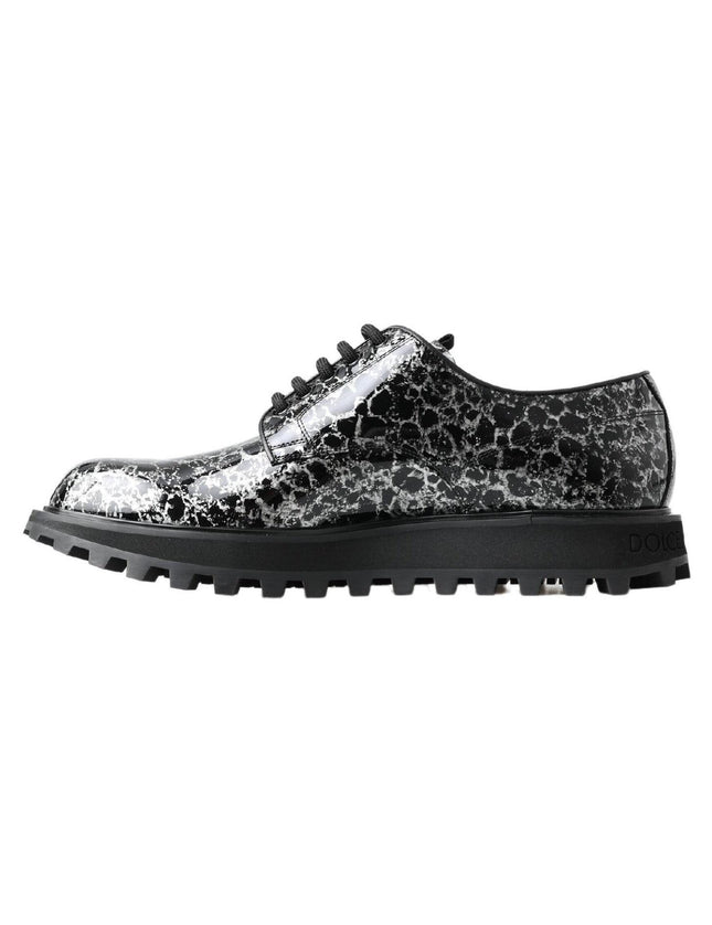 Dolce & Gabbana Black White Derby Patent Leather Shoes - Ellie Belle