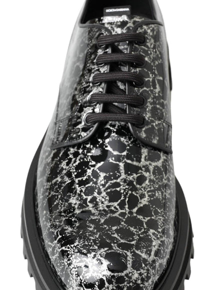 Dolce & Gabbana Black White Derby Patent Leather Shoes - Ellie Belle