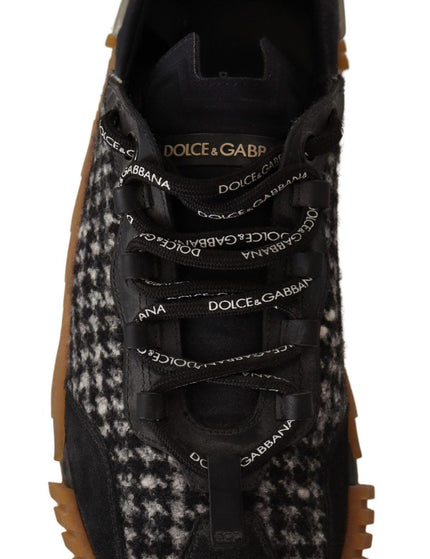 Dolce & Gabbana Black White Fabric Lace Up NS1 Sneakers - Ellie Belle