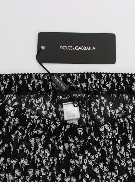 Dolce & Gabbana Black White Floral Lace Silk Sleepwear Shorts - Ellie Belle
