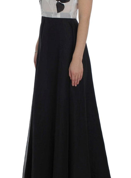 Dolce & Gabbana Black White Floral Silk Sheath Gown Dress - Ellie Belle